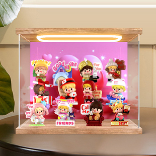 主题灯光场景展示盒适用泡泡玛特小甜豆有关爱的语言系列手办盲盒