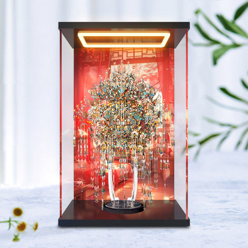 适用拼酷点翠二十二凤冠粉冠粉黛红色凤冠收纳展示盒透明防尘罩
