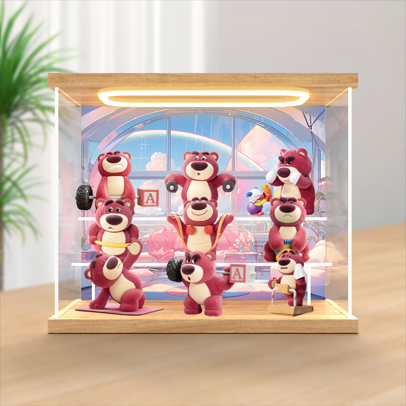 亚克力展示盒适用52TOYS迪士尼草莓熊健身了解一下盲盒手办收纳盒