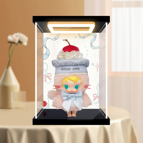 古薇媞适用泡泡玛特Baby Molly20周年搪胶毛绒吊卡回灯展示盒