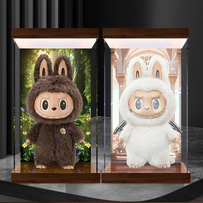 适用泡泡玛特zimomo labubu 大首领阴晴大天使公仔 亚克力展示盒