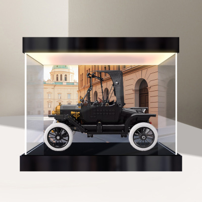 古薇媞适用11376福特T汽车ICONS系列积木高透明灯箱亚克力展示盒