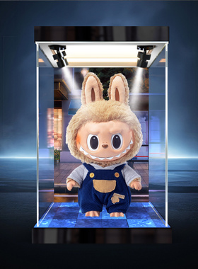 亚克力展示盒泡泡玛特Labubu time to chill搪胶毛绒公仔收纳盒子