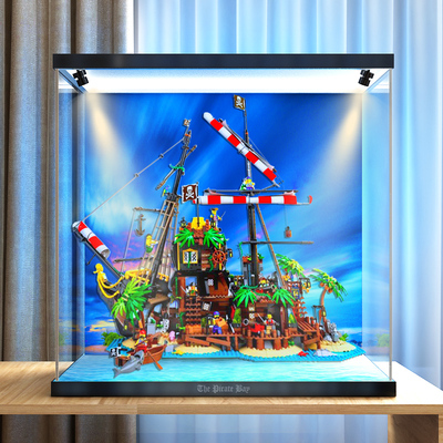 GWT亚克力展示盒适用LEGO乐高梭鱼湾海盗沉船21322积木透明防尘盒