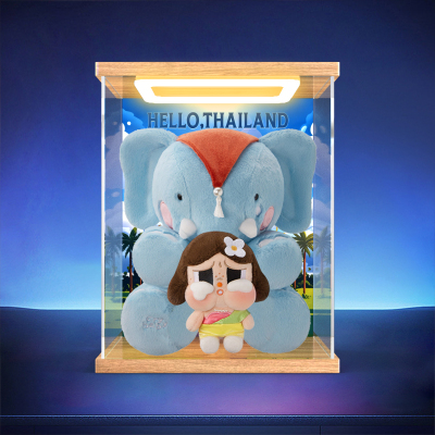 灯光亚克力展示盒适用POPMART泡泡玛特CryBaby 哭娃 大象萌粒系列