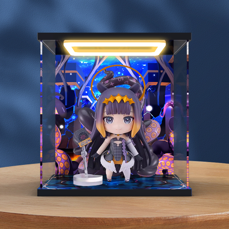 适用GSC 粘土人Hololive 一伊那尔栖 手办回灯防尘罩亚克力展示盒