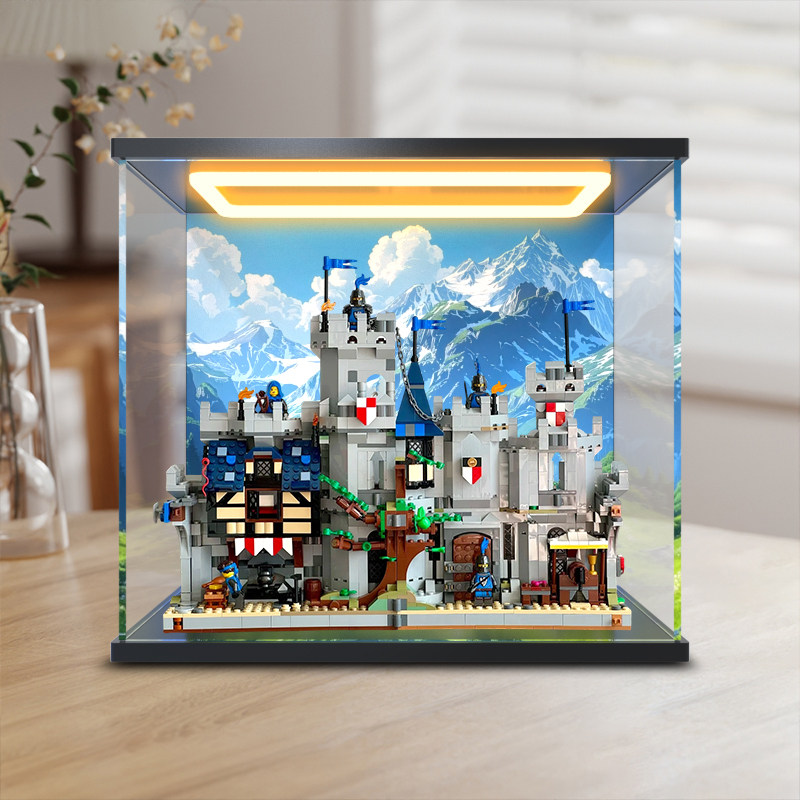 亚克力回灯防尘罩适用乐高31168中世纪骑士城堡积木手办展示盒子
