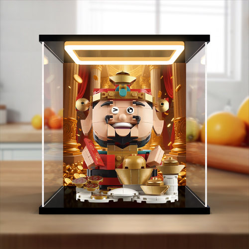 防尘罩回灯展示盒适用40864财神爷积木模型新春马年限定礼物摆件