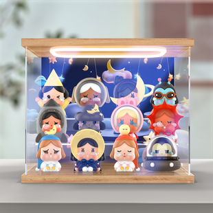 回型灯展示盒适用泡泡玛特CRYBABY出走的月亮坐坐系列手办盲盒