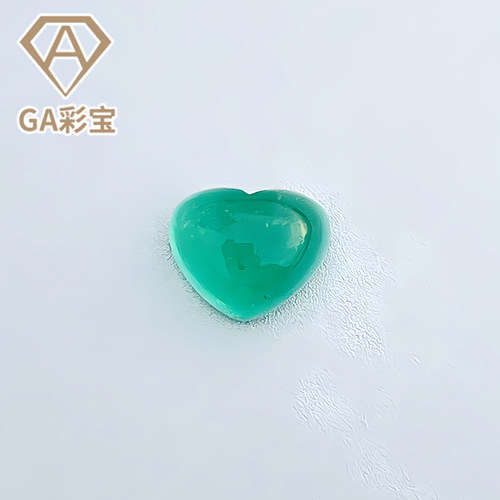 2.75克拉天然高净俄罗斯心形祖母绿裸石戒面霓虹绿高级镶嵌GA彩宝