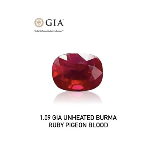 GIA天然缅甸无烧鸽血红红宝石1.09克拉裸石戒面彩宝会RMA86