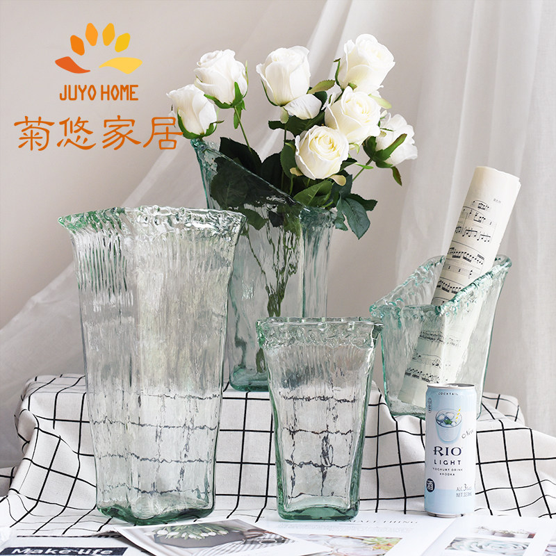 西班牙简约透明玻璃花瓶水培花器