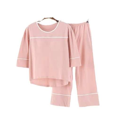 七分裤带胸垫t恤法式家居服套装一体有胸垫喇叭BRA纯棉宽松七分袖,女士内衣/男士内衣/家居服,睡袍/浴袍,淘宝优惠券,粉丝福利购,淘宝优惠卷