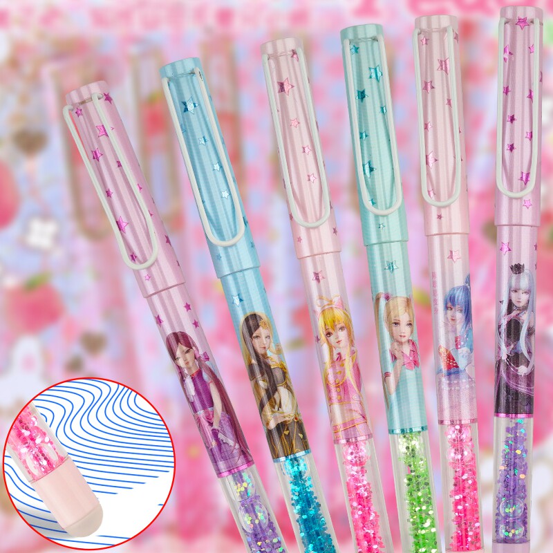 叶罗丽女生流沙三年级专用初学ef大尖0.38热敏蓝色墨囊可擦钢笔