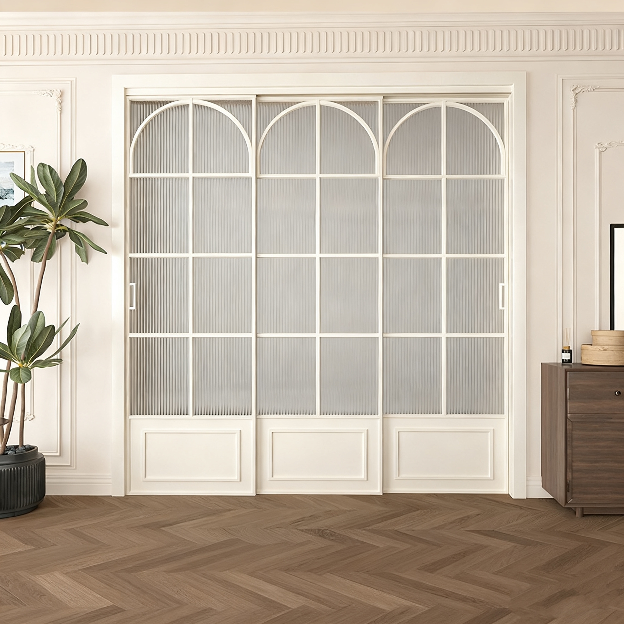 法式复古推拉门三联动复古门折叠门玻璃门移门卫生间阳台客厅定制