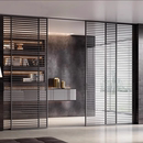 法式 格栅推拉门三联动厨房卧室衣柜会议室隔断铝合金玻璃吊轨移门