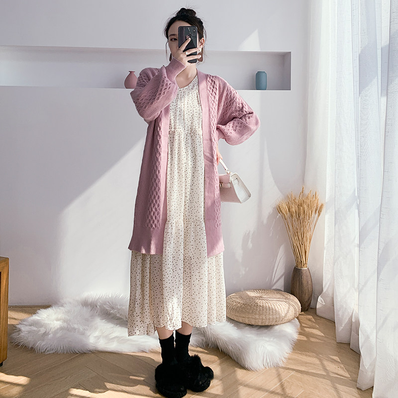 新品孕妇春装连衣裙202s5新款时尚网红款韩版宽松针织套装裙洋气