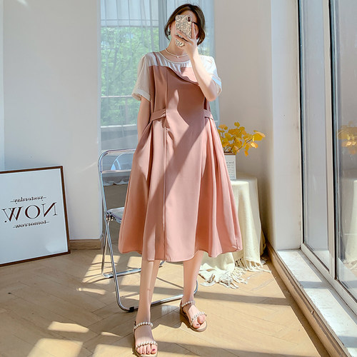 孕妇连衣裙夏款气质时尚外出宽松遮肚子显瘦潮辣妈中长款孕妇裙子