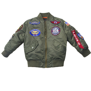 秋冬夹棉中大童加厚飞行员夹克棉服外套潮牌童装男女童