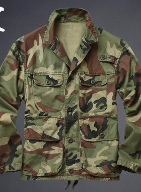 甲胄秋季工装迷彩夹克男立领迷彩外套宽松双层纯棉多口袋M65