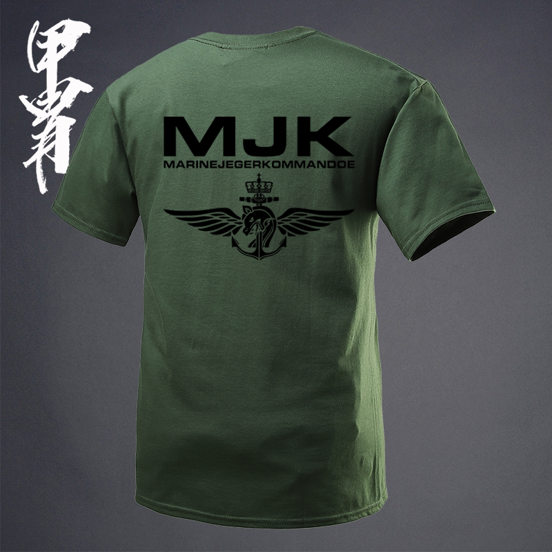 夏季新品挪威mjk徽章皇冠海马标系列圆领短袖t恤军迷户外短t