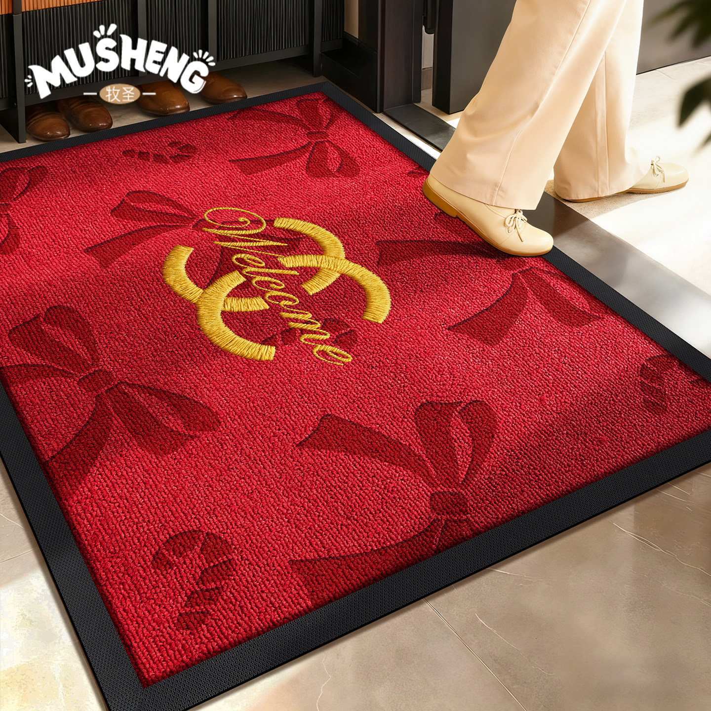 红色进门脚垫2026新款入户门地垫防滑耐磨耐脏除尘玄关大门口地毯,居家布艺,入户地垫,淘宝优惠券,粉丝福利购,淘宝优惠卷