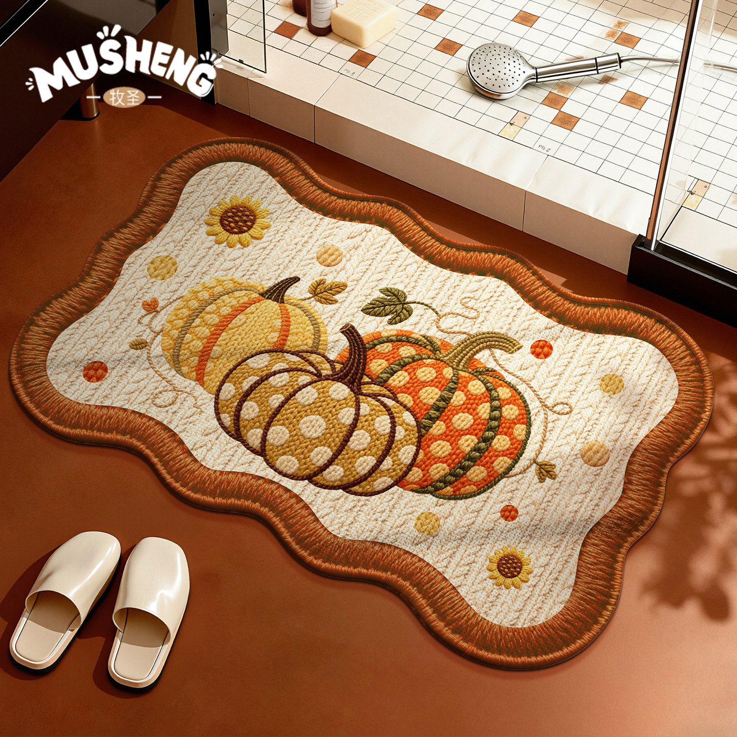 亚麻编织南瓜浴室防滑地垫卫生间吸水门垫门口脚垫厕所洗手间地毯,居家布艺,家用脚垫,淘宝优惠券,粉丝福利购,淘宝优惠卷