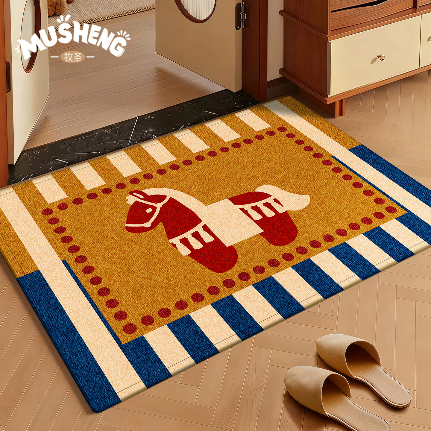 高级感新款马年喜庆入户门地垫家用防滑玄关脚垫耐脏进门垫可定制,居家布艺,入户地垫,淘宝优惠券,粉丝福利购,淘宝优惠卷