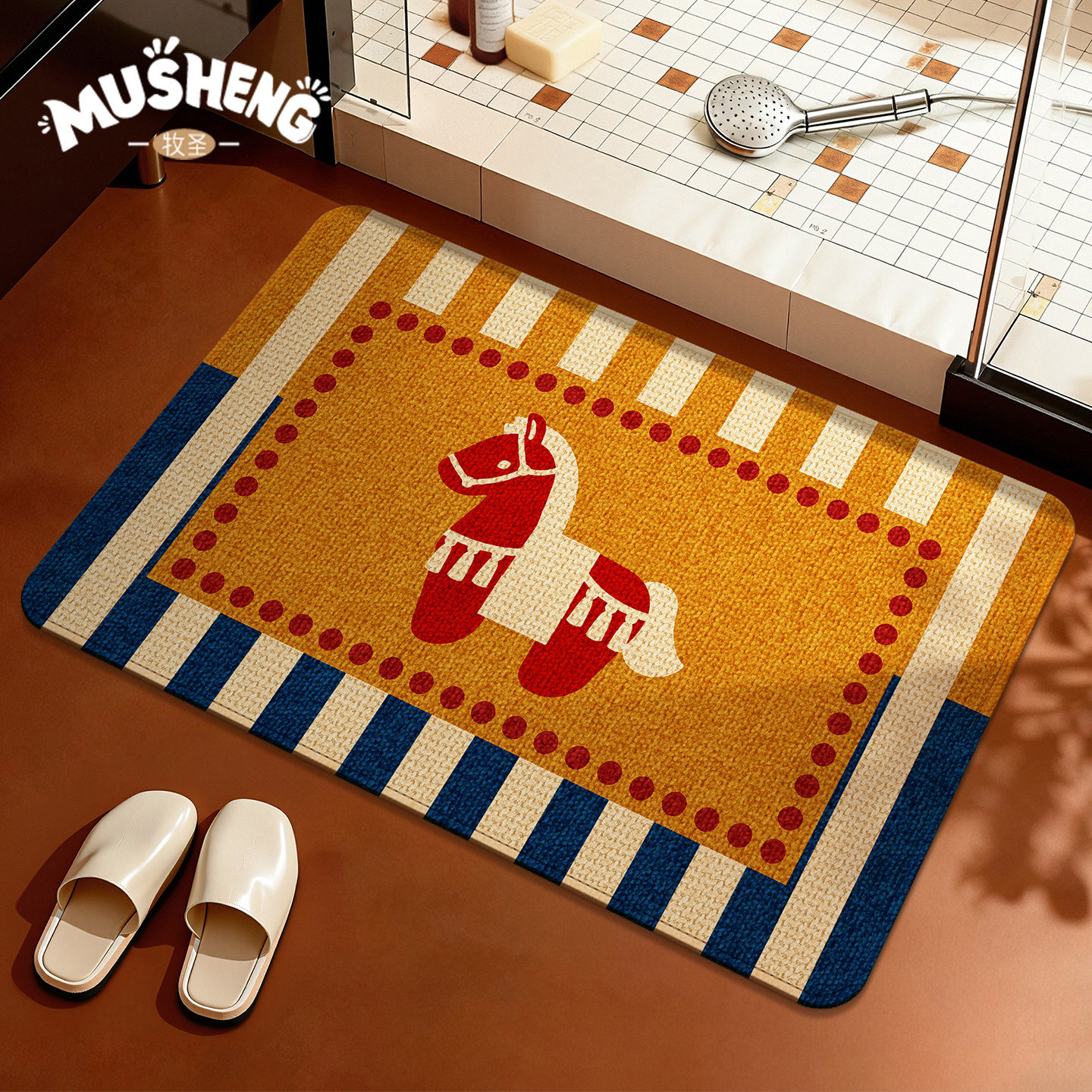 浴室地垫家用吸水速干防滑脚垫2026新款家用卫生间仿亚麻防滑地毯,居家布艺,家用脚垫,淘宝优惠券,粉丝福利购,淘宝优惠卷