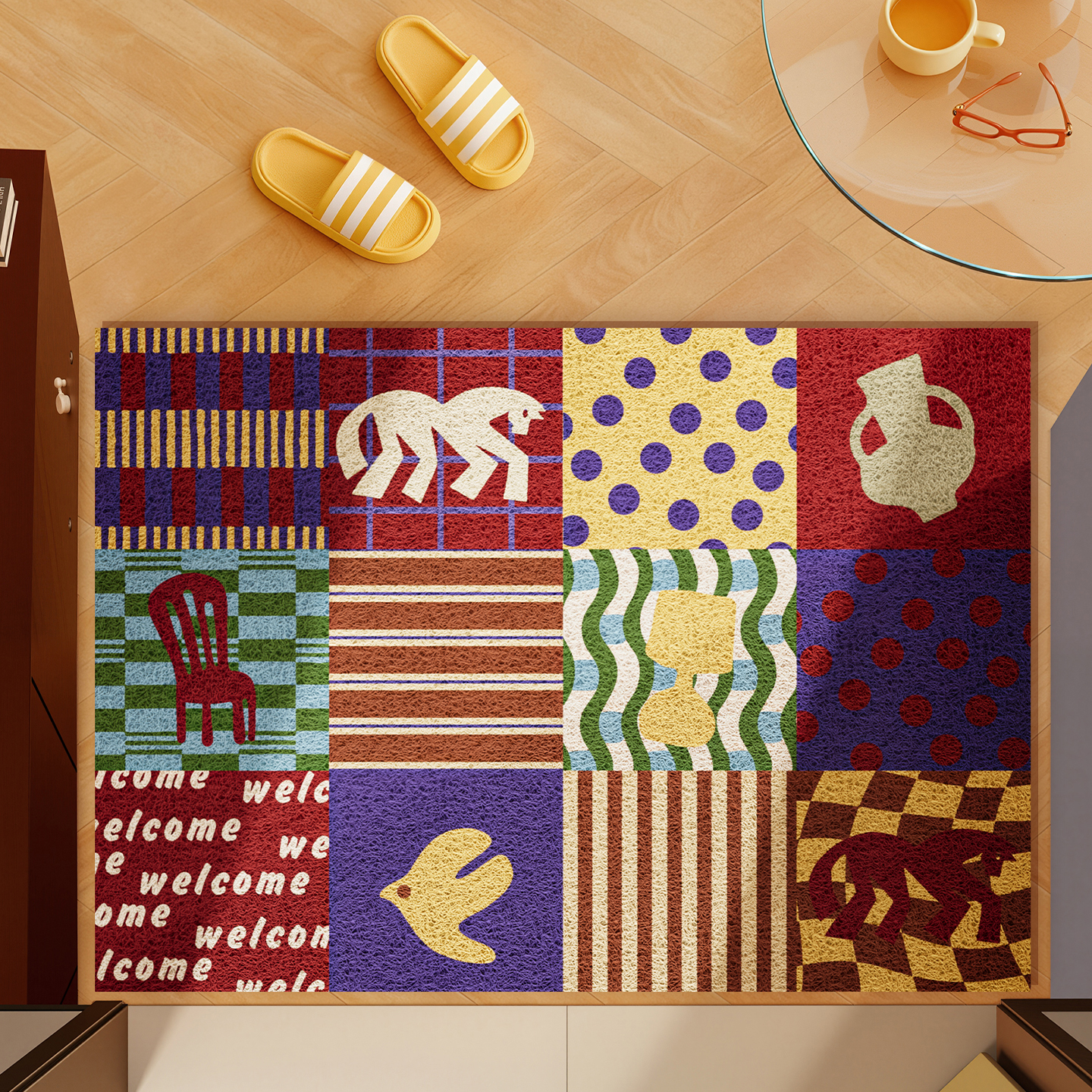 pvc卡通可爱丝圈入户门地垫地毯