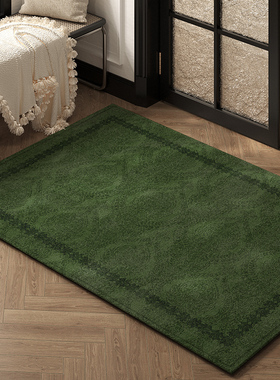 复古绿色入户门地垫高级感轻奢客厅地毯门垫大门口家用防滑踩脚垫