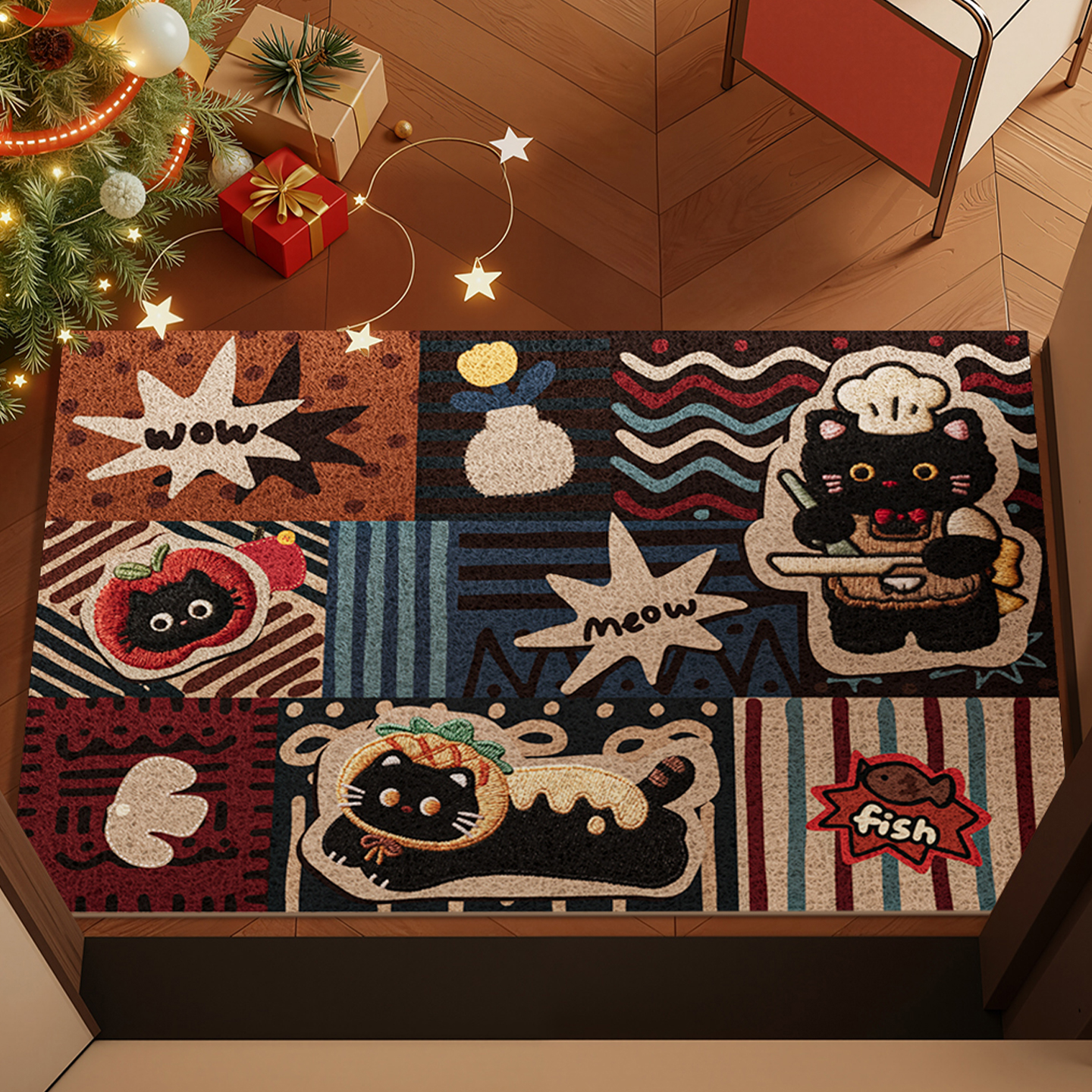 pvc卡通圣诞入户门地垫家用丝圈