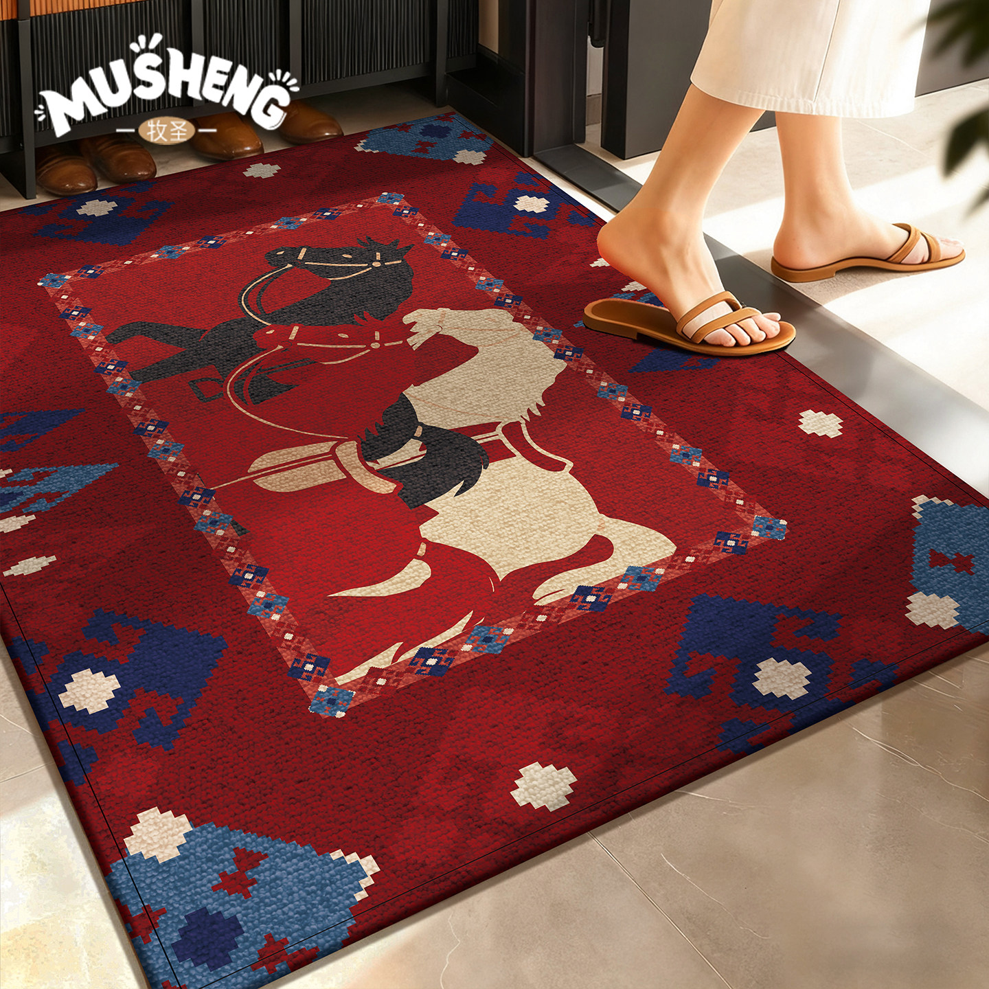 2026新款马年入户门地垫红色家用高级感玄关脚垫比利时绒进门地毯,居家布艺,入户地垫,淘宝优惠券,粉丝福利购,淘宝优惠卷