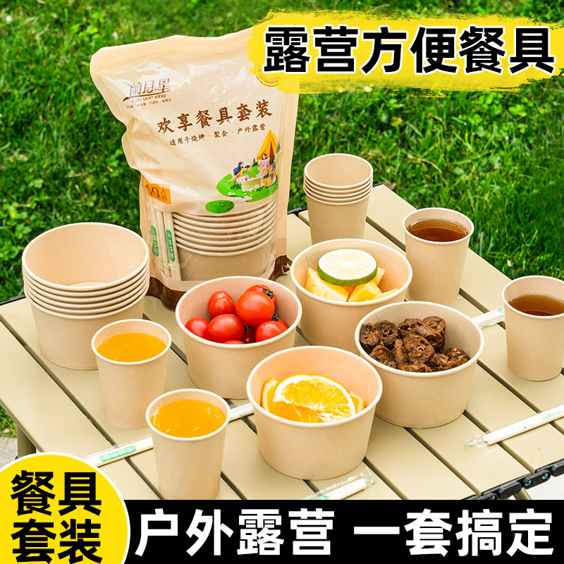 一次性露营餐具套装便携纸碗筷子纸杯餐盒野餐饭碗饭盒打包盒聚餐,餐饮具,一次性餐盒,淘宝优惠券,粉丝福利购,淘宝优惠卷