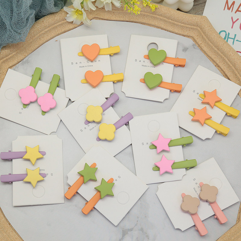 韩国星星爱心糖果色小清新发夹ins网红少女碎发边夹发卡百搭头饰