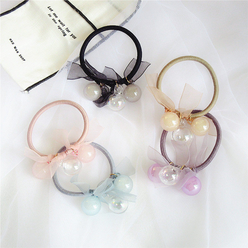 张韶涵甜美可爱梦幻透明玻璃水球发圈少女系发绳球球蝴蝶结发饰