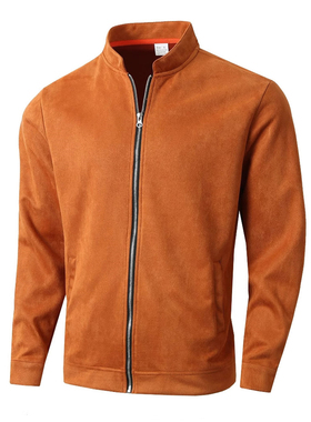 2025秋冬欧美男士纯色立领修身夹克大码商务休闲外套Men's jacket