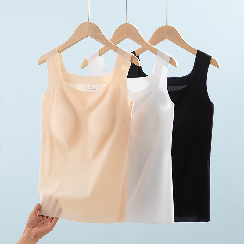 带胸垫吊带背心女士文胸一体内搭夏季薄款冰丝美背打底内衣防走光