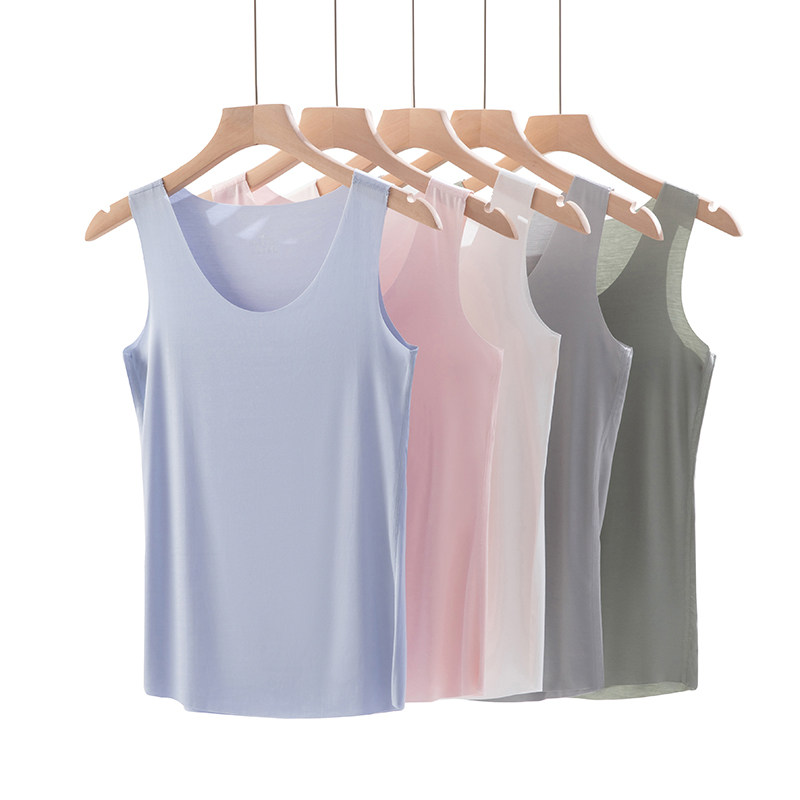 100支兰精莫代尔内搭圆领无痕打底衫舒适轻薄款女士背心白色内衣