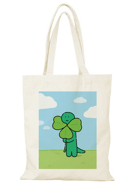 JOGUMAN乔古漫帆布袋卡通恐龙帆布包大容量外出时尚环保购物手提