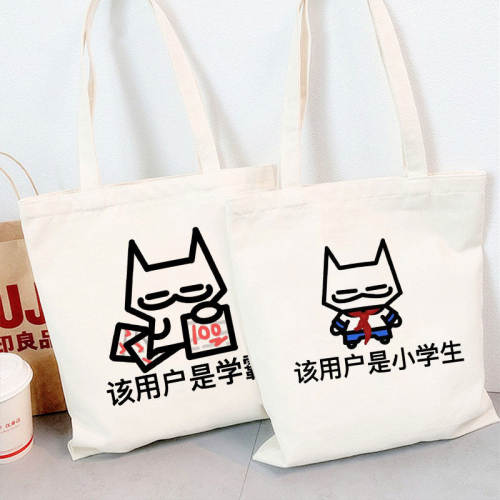 搞怪趣味猫咪帆布包定制中小学生大容量拎书手提袋补习上课单肩包