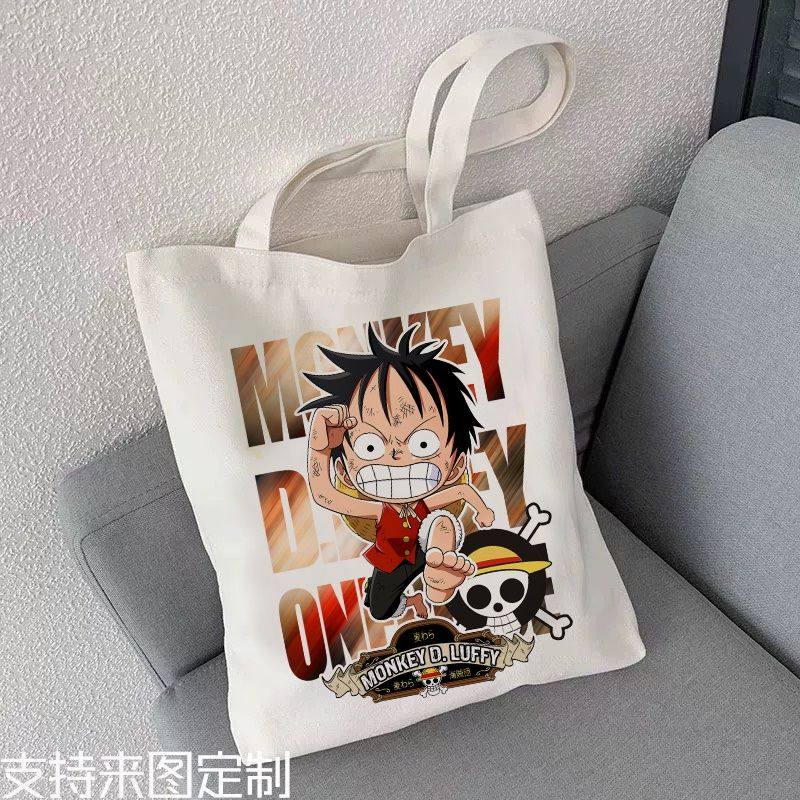 海贼王动漫帆布袋子休闲百搭单肩肩包环保袋大容量帆布袋男女学生