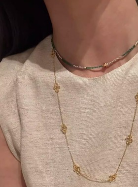 轻奢小众复古金色祥云项链女新款小香风气质百搭精致高级感毛衣链