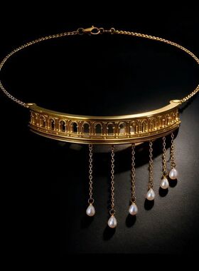「宫廷拱廊」Choker镂空项链珍珠流苏吊坠复古优雅风精致颈饰配饰