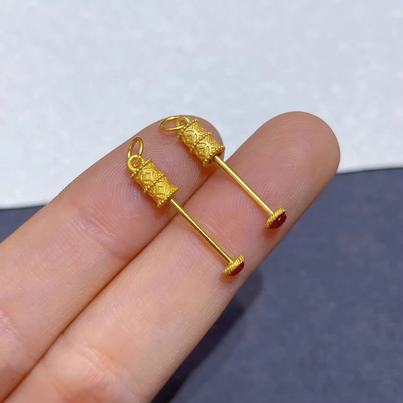 天珠配件万能针式扣头穿珠空托吊坠DIY单珠配饰diy高端百搭配件