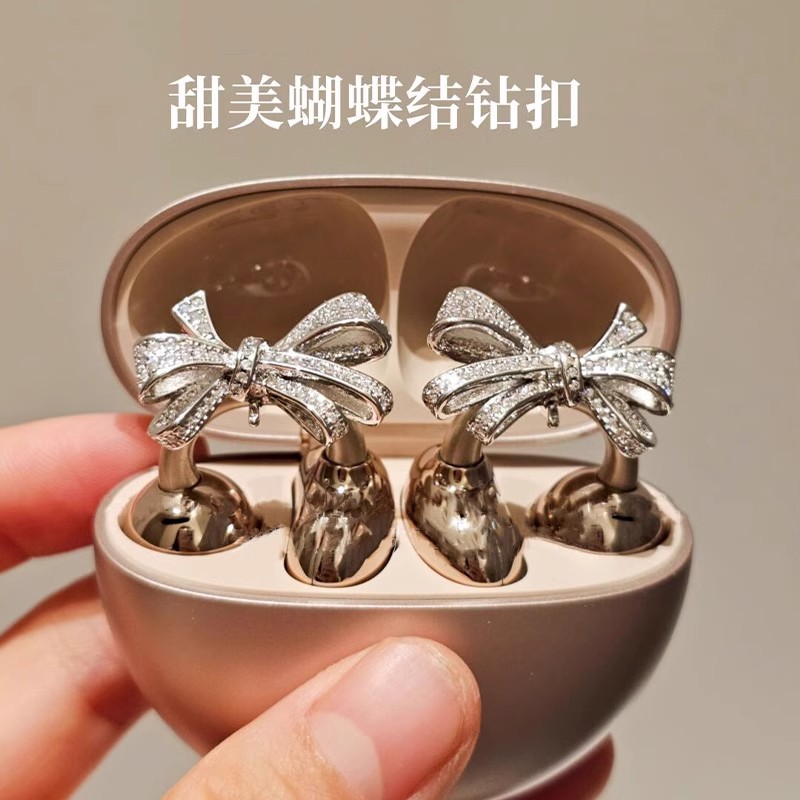 适用freeclip2配饰满钻蝴蝶结耳机钻扣华为freeclip耳机夹扣