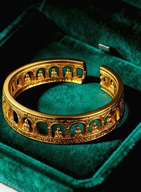 「石窟佛龛」镂空佛造像开口手镯复古禅意精致高级感国风手环首饰