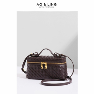 2026新款经典手工编织包包女手提包盒子包化妆包豆腐包单肩斜挎包