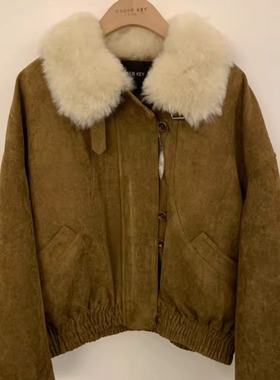 UNDER KEY韩国直邮东大门正品代购毛领短款夹克鸭绒羽绒外套女