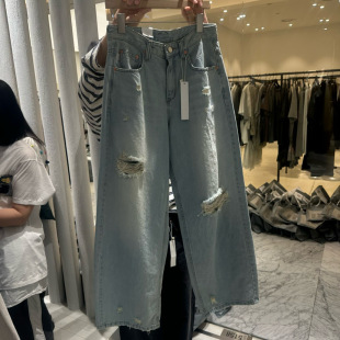 GRAYMELLOW韩国直邮东大门正品代购2026早春破洞宽松直筒牛仔裤女